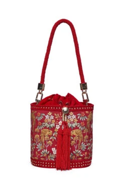 Pichhwai Bucket Bag - Scarlet Red 21 Pichhwai Bucket Bag - Scarlet Red -Anita Dongre F23PBUCKET1 Red 1 1