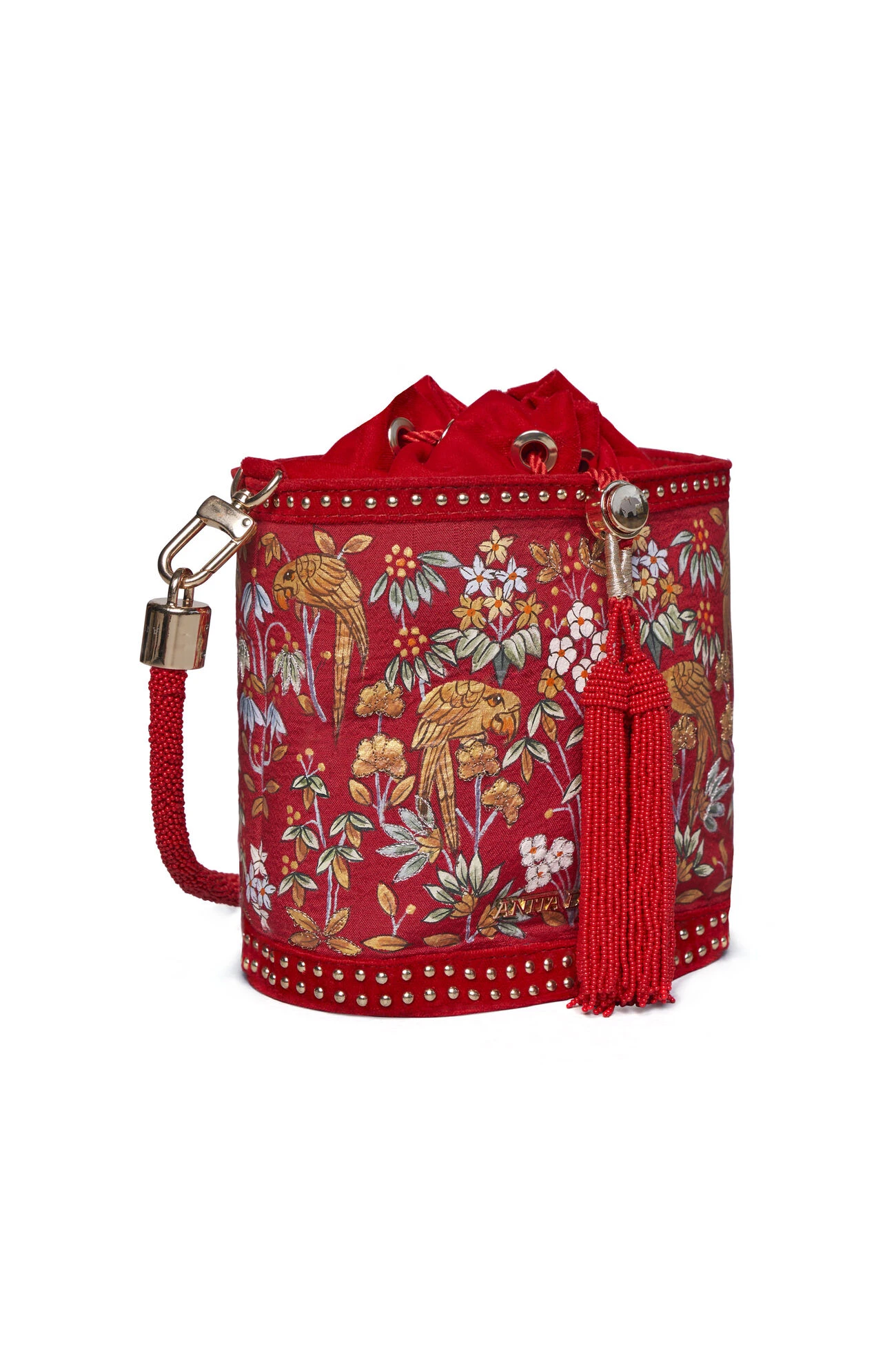 Pichhwai Bucket Bag - Scarlet Red 12 Pichhwai Bucket Bag - Scarlet Red - Image 10
