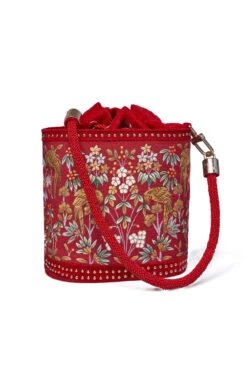 Pichhwai Bucket Bag - Scarlet Red 24 Pichhwai Bucket Bag - Scarlet Red -Anita Dongre F23PBUCKET1 Red 4 1