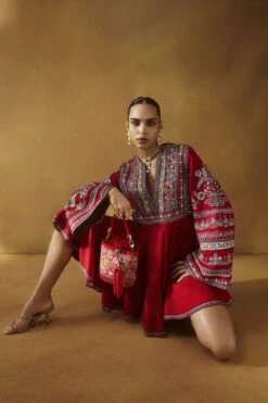 Pichhwai Bucket Bag - Scarlet Red 18 Pichhwai Bucket Bag - Scarlet Red -Anita Dongre F23PBUCKET1 Red 4