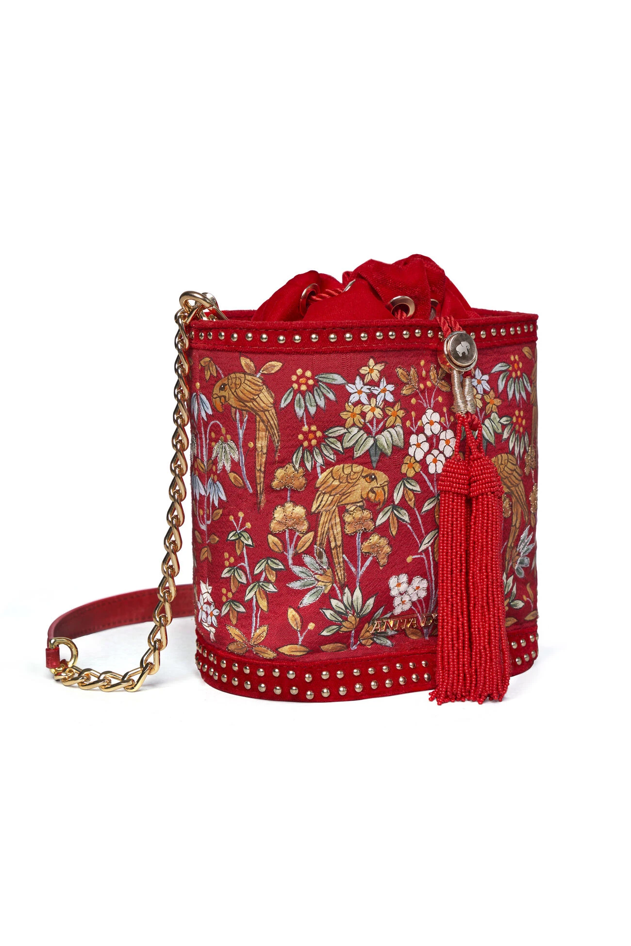 Pichhwai Bucket Bag - Scarlet Red 14 Pichhwai Bucket Bag - Scarlet Red - Image 12