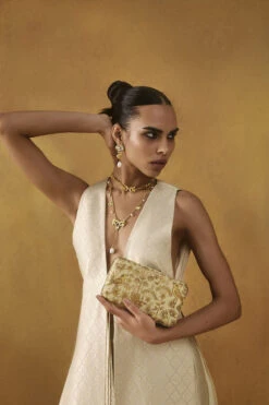 Pichhwai Clutch - Canary Gold -Anita Dongre F23PCLUTCH1 Canary20gold 3