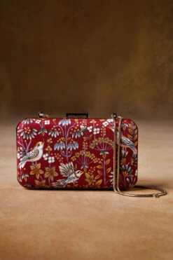 Pichhwai Clutch - Scarlet Red