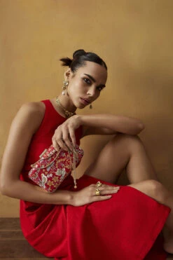 Pichhwai Clutch - Scarlet Red -Anita Dongre F23PCLUTCH1 Red 2