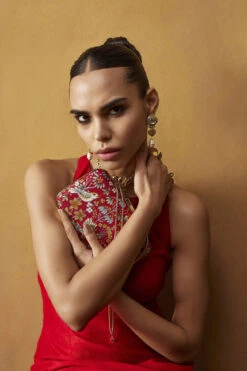 Pichhwai Clutch - Scarlet Red -Anita Dongre F23PCLUTCH1 Red 3