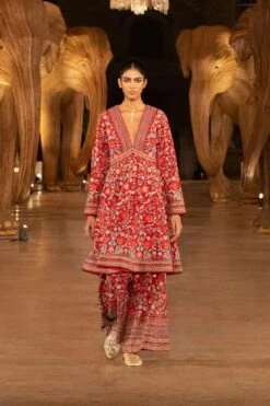 Floral Ballad Kurta Set - Red