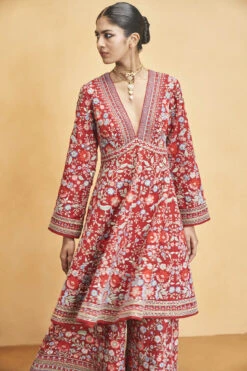 Floral Ballad Kurta Set - Red -Anita Dongre F23R408 Red 4