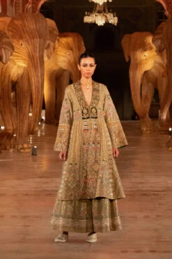 Melody Of The Flowers Sharara Set - Sage