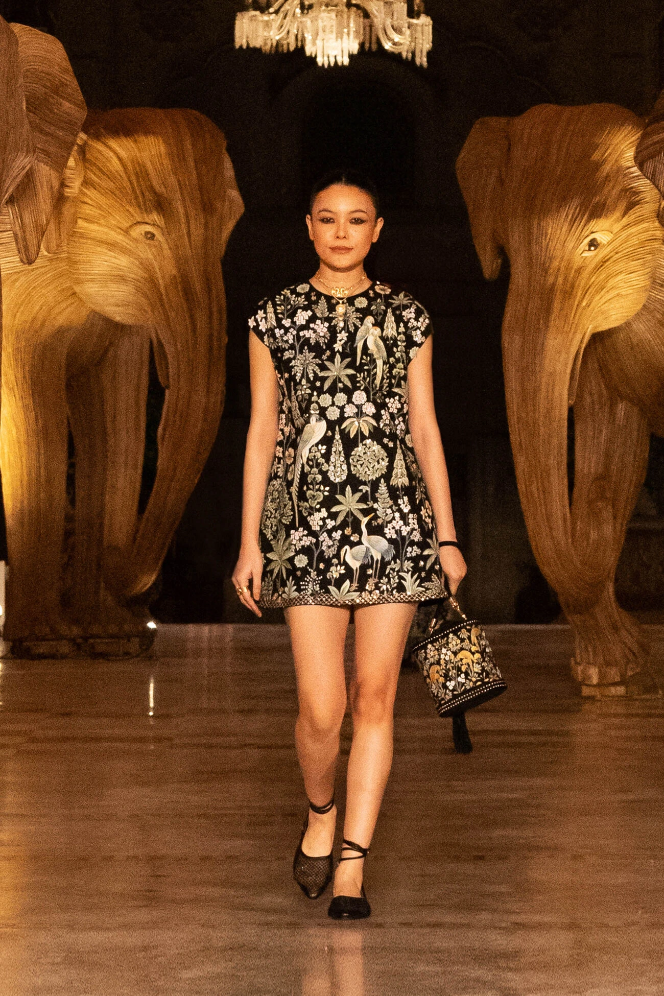 Symphony Of Songbirds Pichhwai Dress - Black 5 Symphony Of Songbirds Pichhwai Dress - Black - Image 3