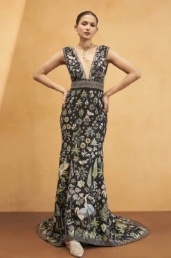 Magic Of The Evergreen Forest Pichhwai Gown - Black 12 Magic Of The Evergreen Forest Pichhwai Gown - Black -Anita Dongre F23R624 Black 120