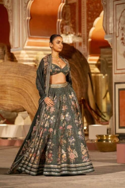Whisper Of The Wildforest Lehenga Set - Green -Anita Dongre F23RS158A R Black 3