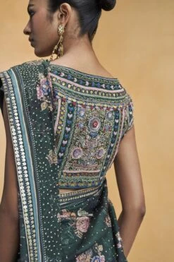 Flamingos In Flight Saree - Green -Anita Dongre F23RS535MTO Green 620copy