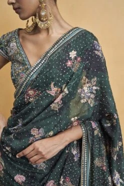 Flamingos In Flight Saree - Green -Anita Dongre F23RS535MTO Green 720copy