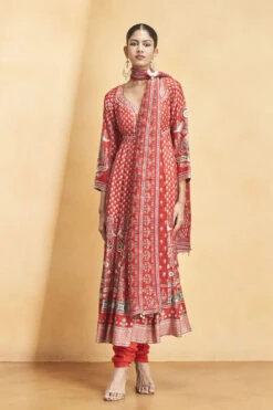 Naima Anarkali Set - Red