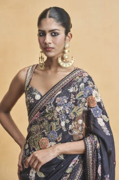 Whisper Of The Wildforest Saree Set- Black -Anita Dongre F23RS550MTO Black 620copy