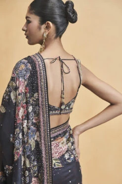 Whisper Of The Wildforest Saree Set- Black -Anita Dongre F23RS550MTO Black 720copy