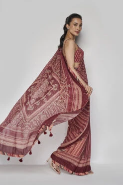 Arvika Saree - Wine 12 Arvika Saree - Wine -Anita Dongre F23SP88 Wine 4