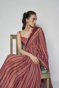 Arvika Saree - Wine 14 Arvika Saree - Wine -Anita Dongre F23SP88 Wine 6