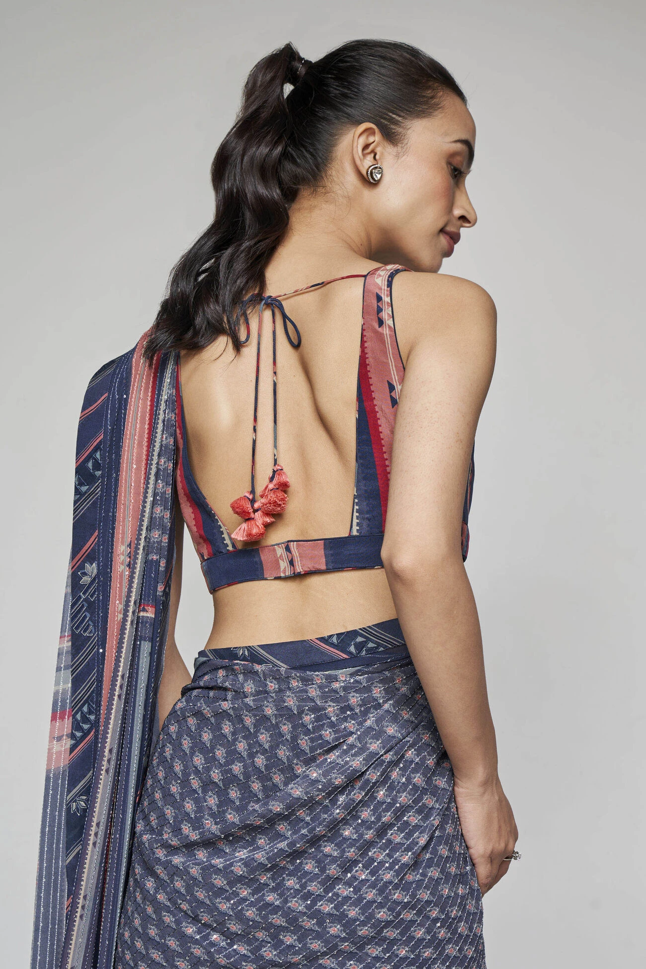 Bluesette Saree Set - Blue 9 Bluesette Saree Set - Blue - Image 7