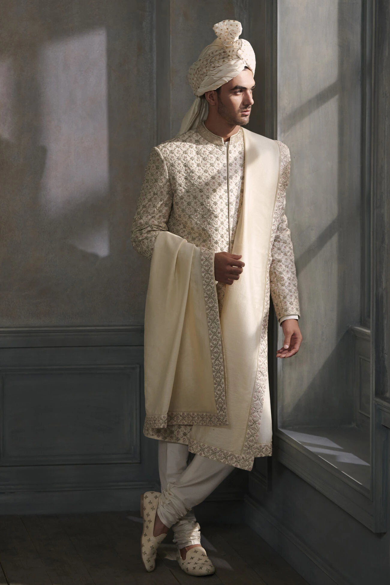 Likesh Sherwani – Beige 4 Likesh Sherwani – Beige - Image 2