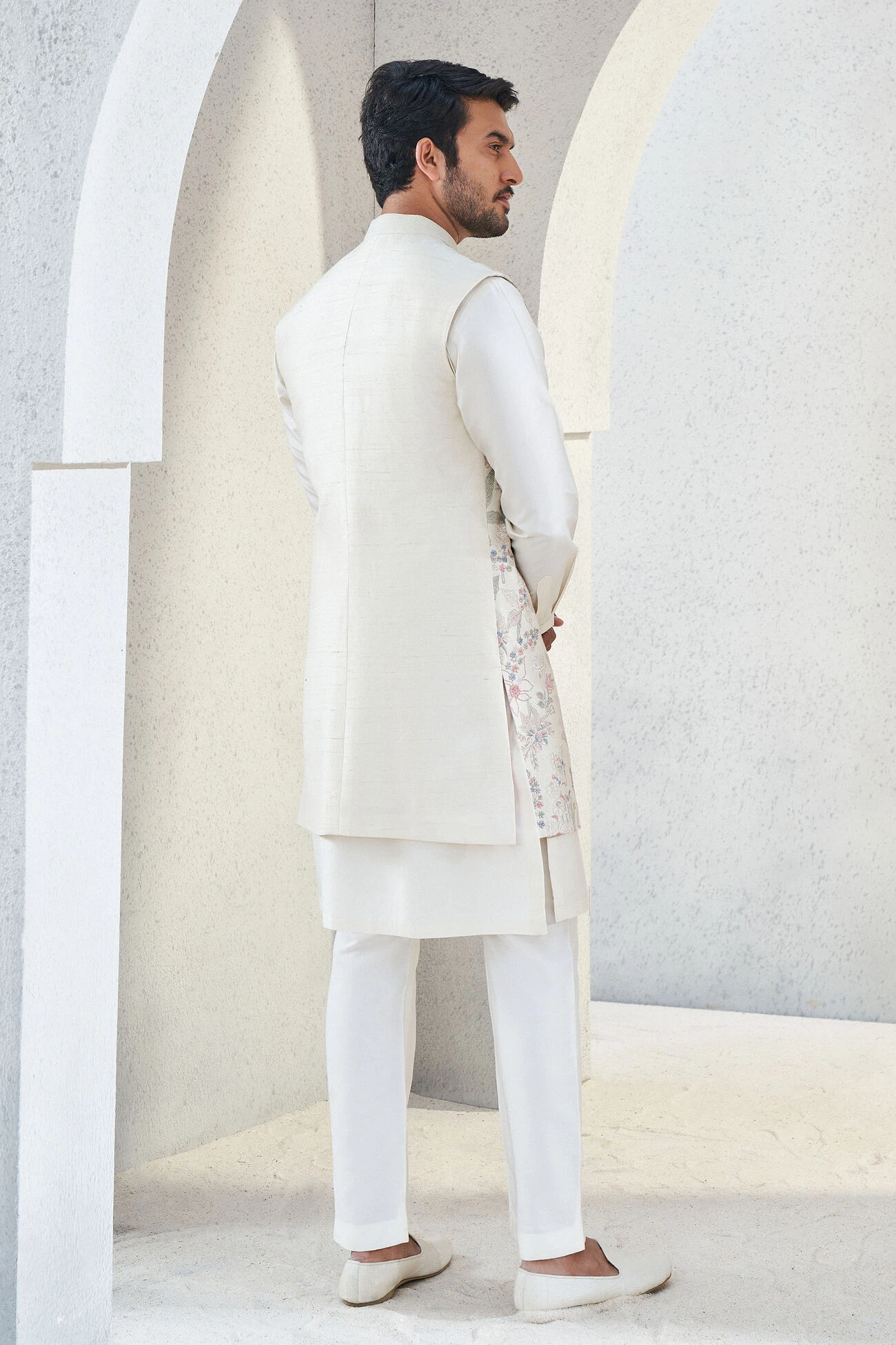 Dhruvam Nehru Jacket - Ivory 5 Dhruvam Nehru Jacket - Ivory - Image 3