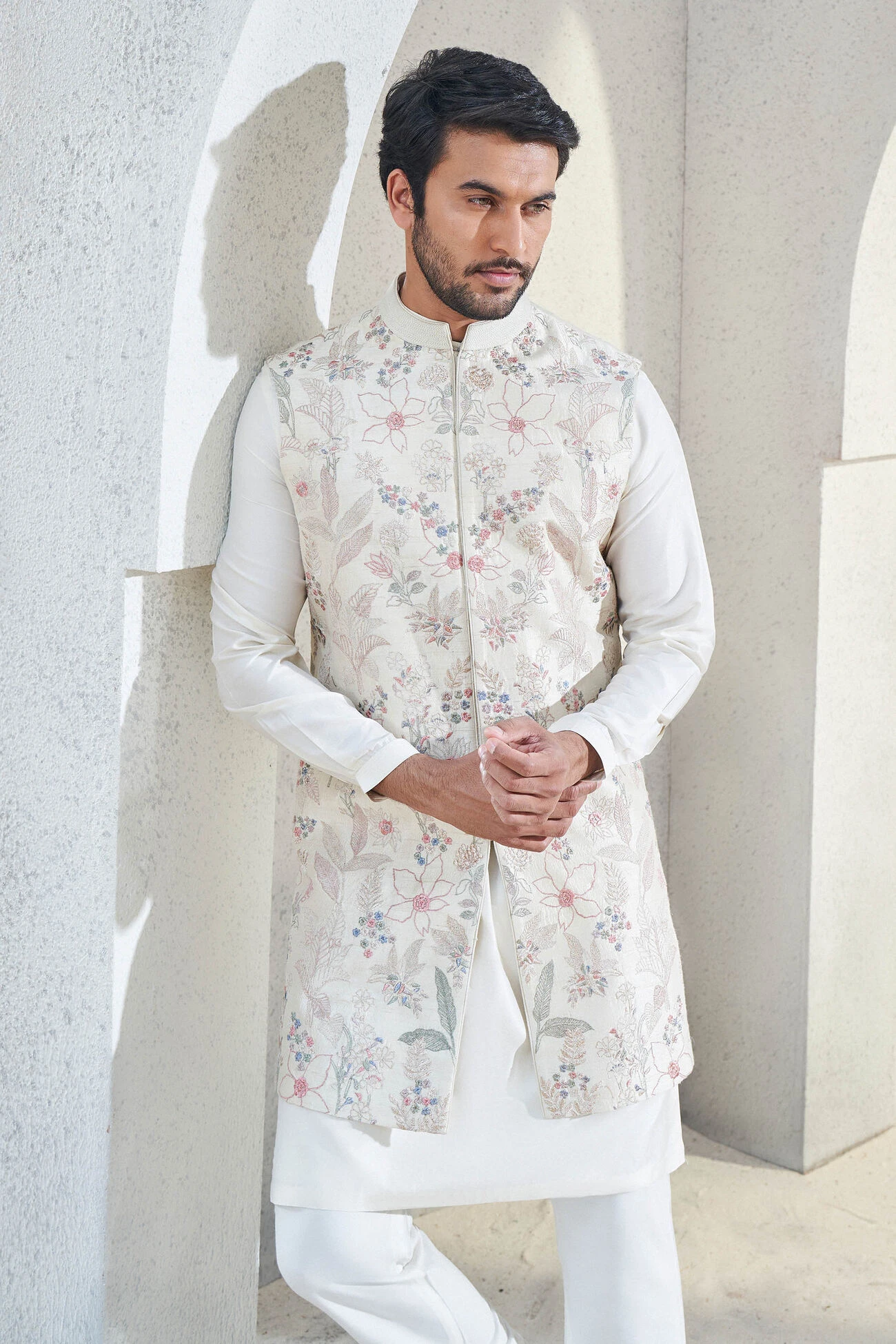 Dhruvam Nehru Jacket - Ivory 6 Dhruvam Nehru Jacket - Ivory - Image 4