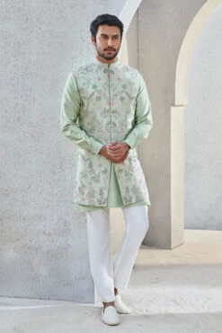 Dhruvam Nehru Jacket - Sage Green