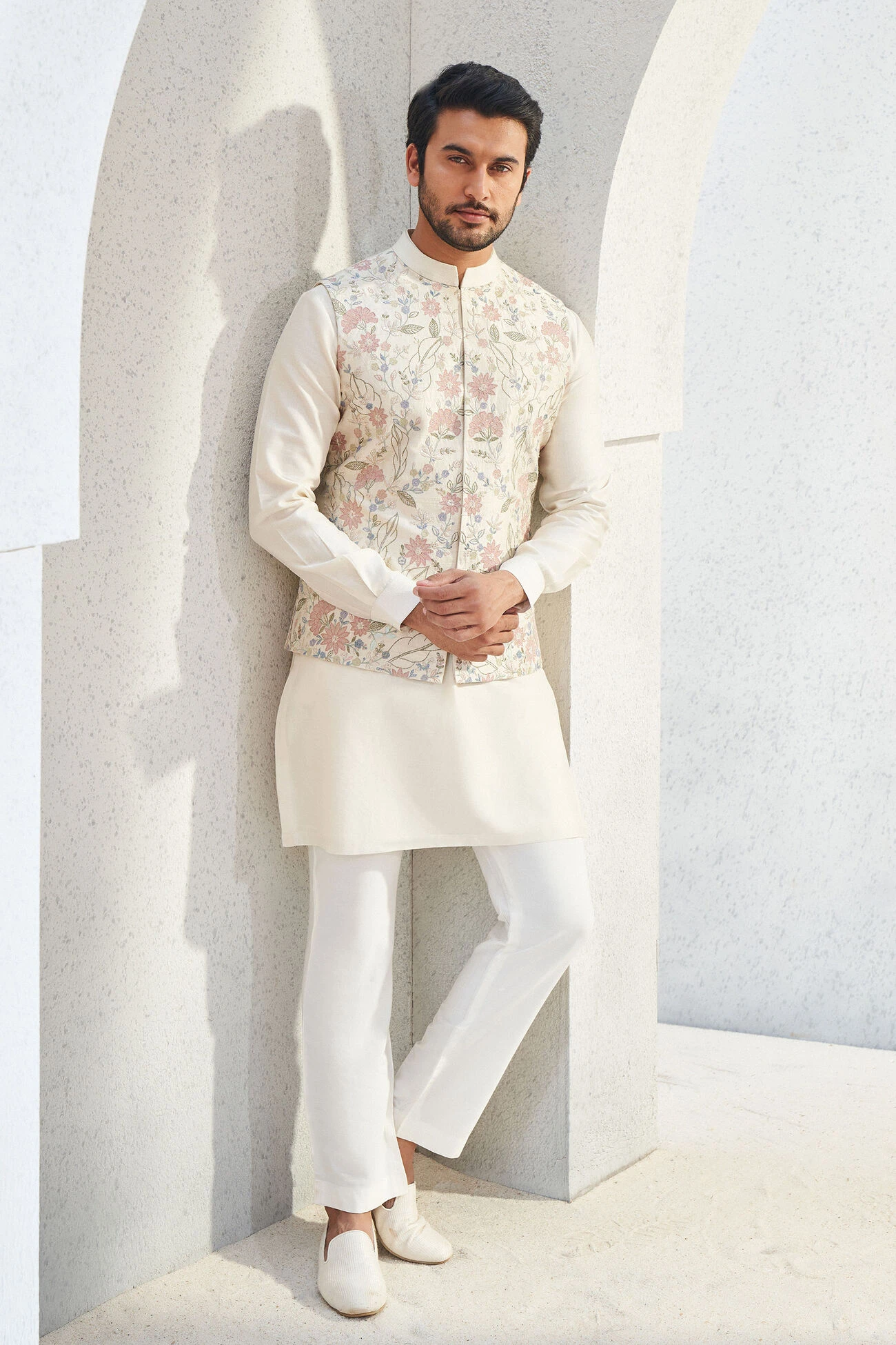 Nivan Nehru Jacket - Ivory 3 Nivan Nehru Jacket - Ivory