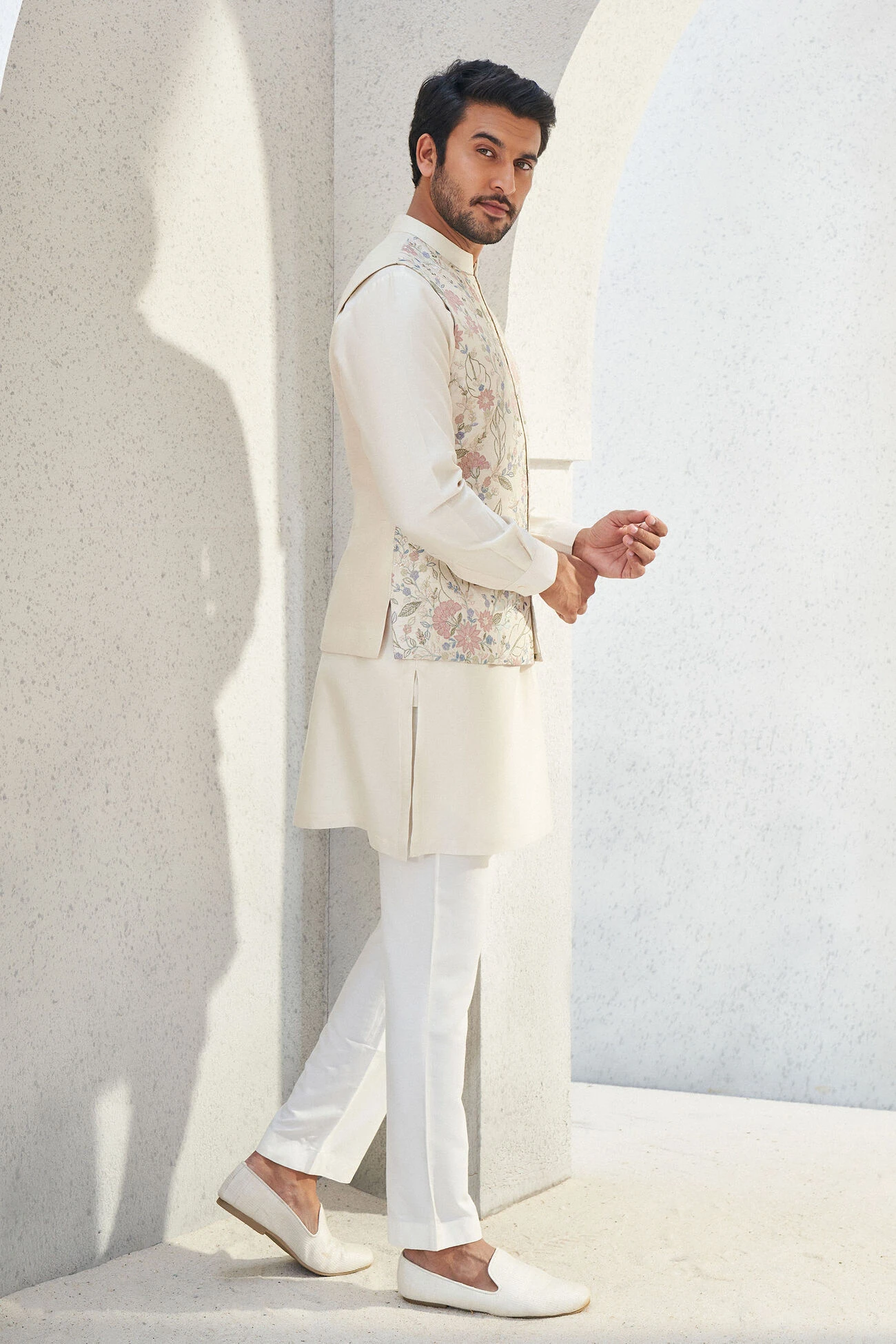 Nivan Nehru Jacket - Ivory 4 Nivan Nehru Jacket - Ivory - Image 2