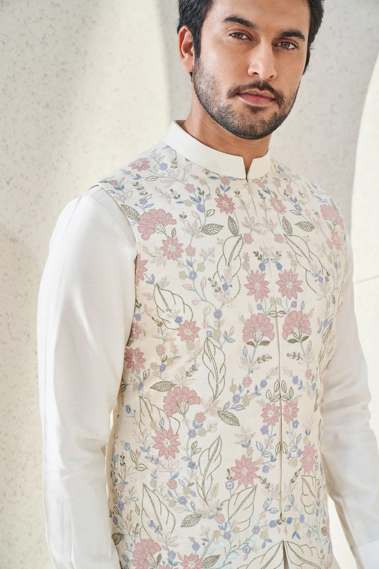 Nivan Nehru Jacket - Ivory 6 Nivan Nehru Jacket - Ivory - Image 4
