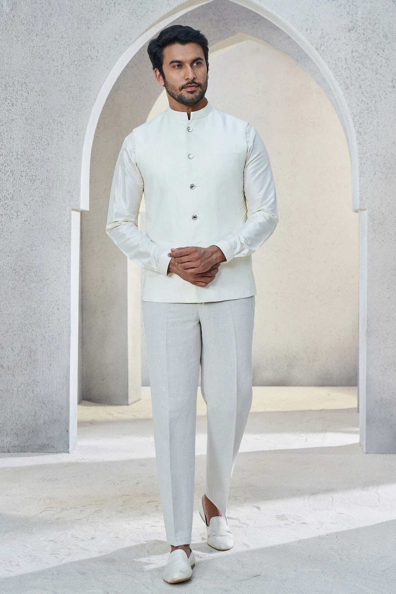 Shwar Nehru Jacket - Ivory 3 Shwar Nehru Jacket - Ivory