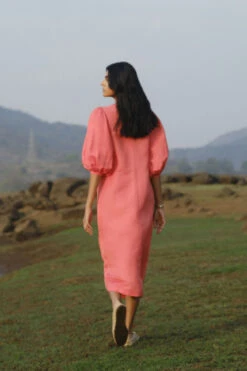 Savannah Front Slit Dress - Coral 9 Savannah Front Slit Dress - Coral -Anita Dongre S23G559B coral 2