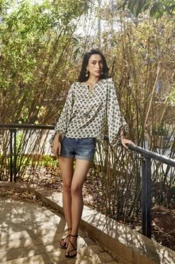 Floret Drawstring Top - Ecru