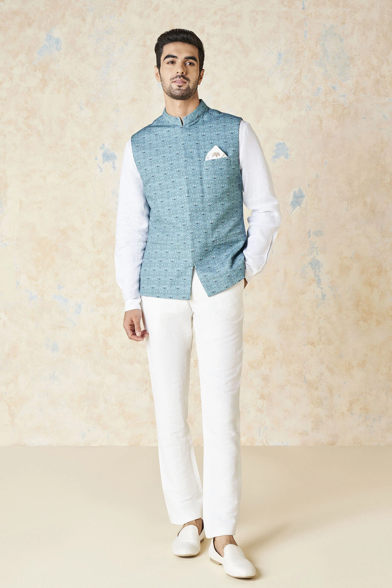 Nimay Nehru Jacket - Blue 3 Nimay Nehru Jacket - Blue