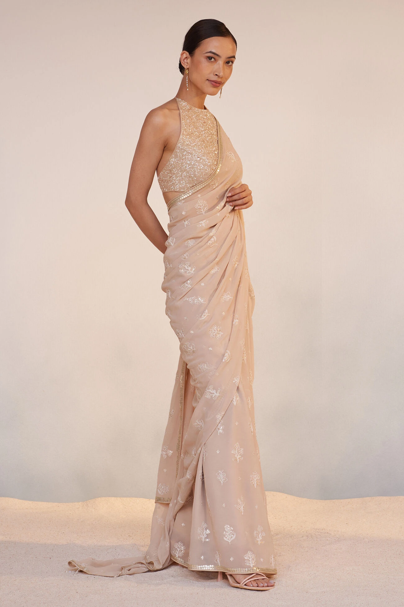 Iqra Saree - Flesh 4 Iqra Saree - Flesh - Image 2