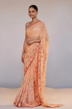 Calfuray Saree Set - Peach