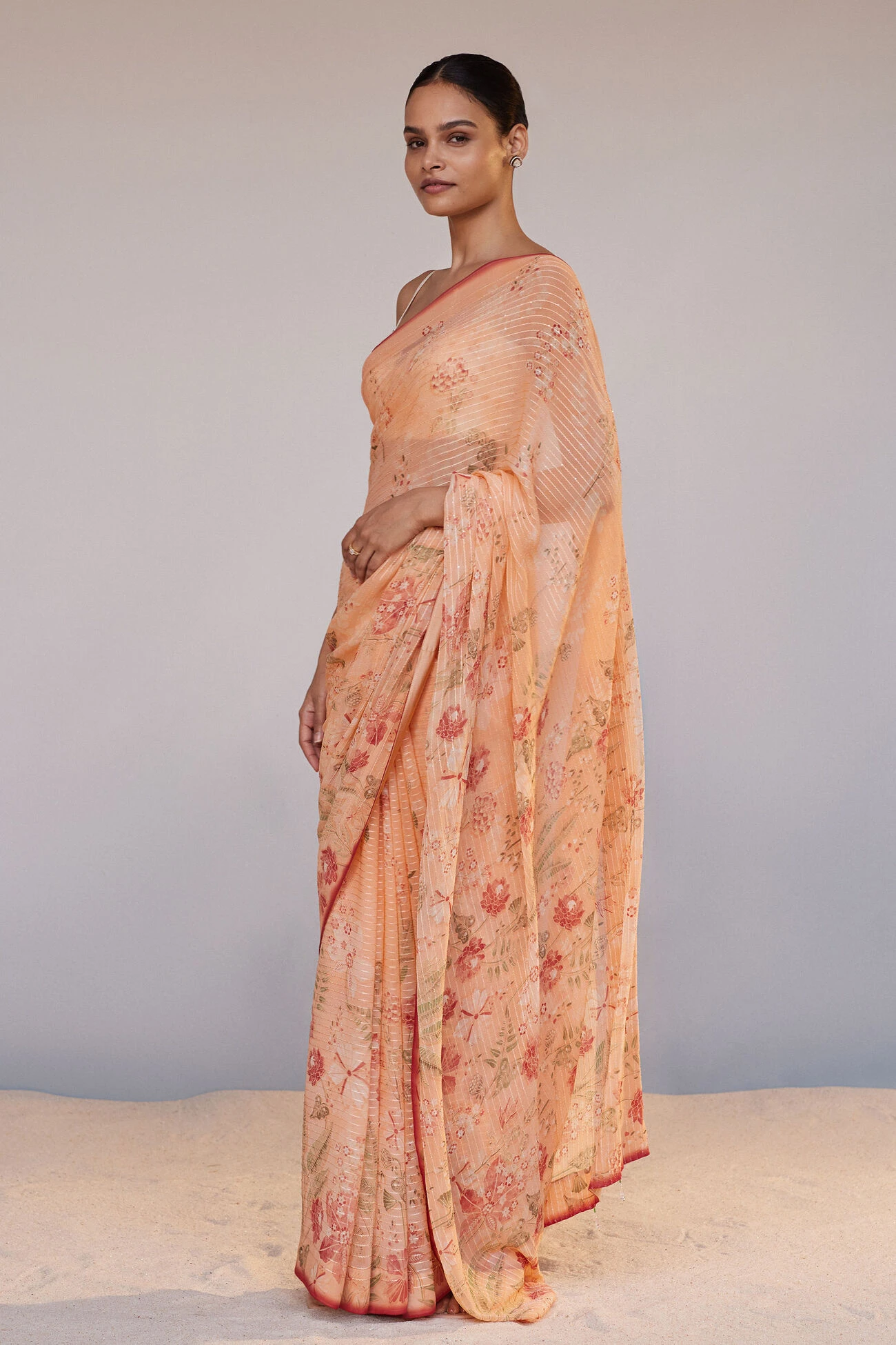 Calfuray Saree Set - Peach 4 Calfuray Saree Set - Peach - Image 2