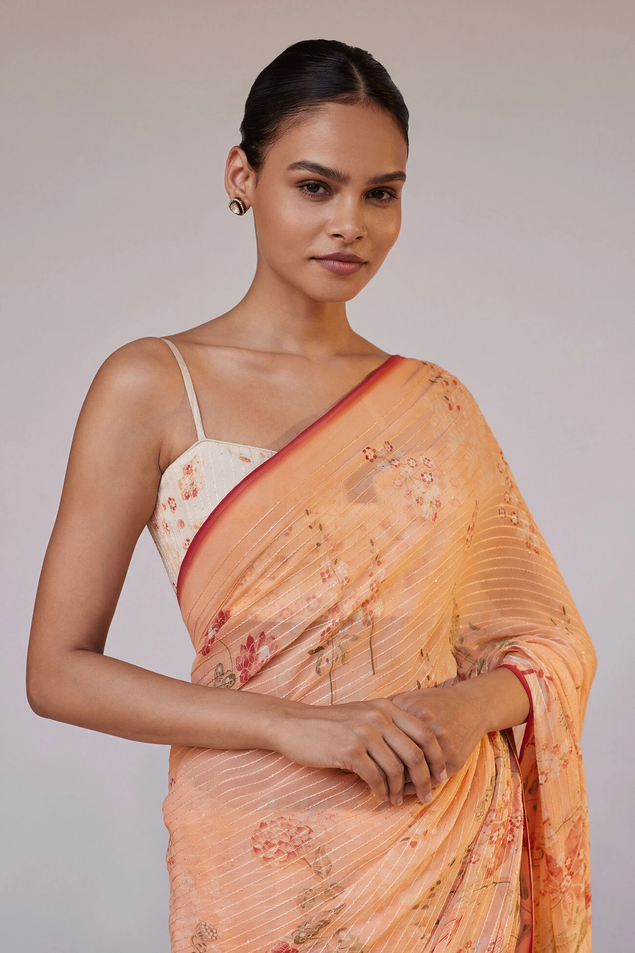 Calfuray Saree Set - Peach 6 Calfuray Saree Set - Peach - Image 4