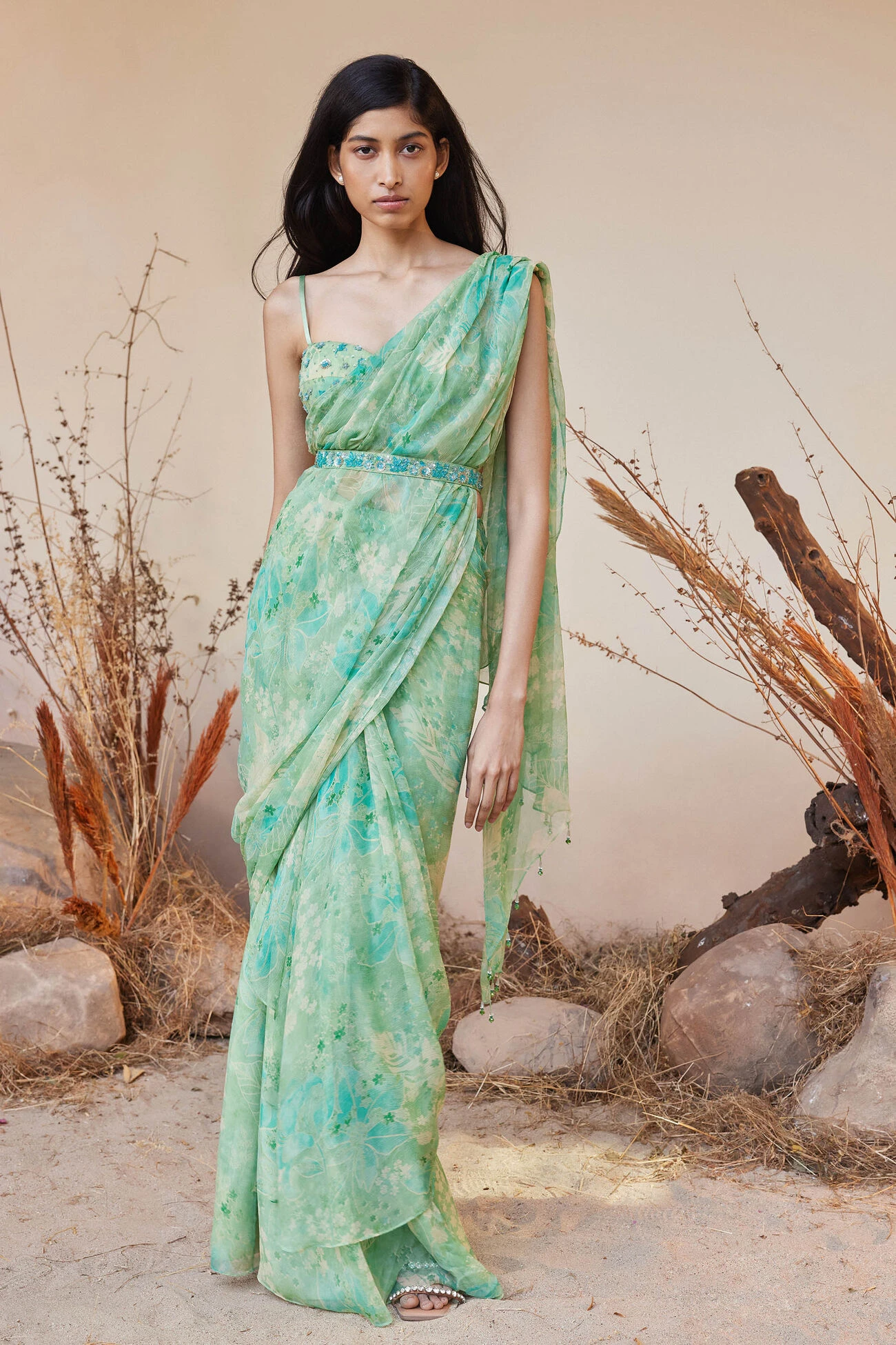 Aneeza Saree - Sage 3 Aneeza Saree - Sage