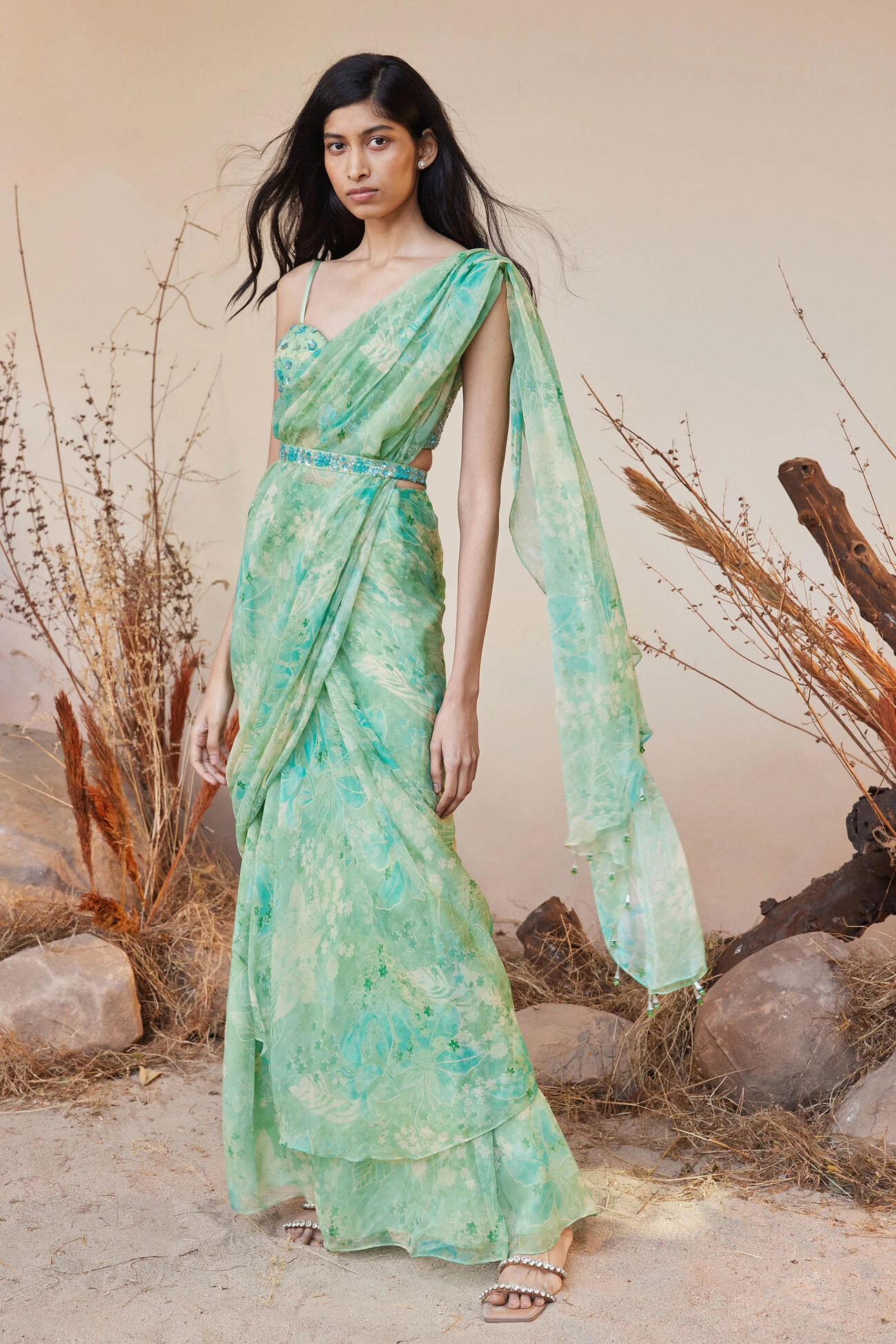 Aneeza Saree - Sage 4 Aneeza Saree - Sage - Image 2