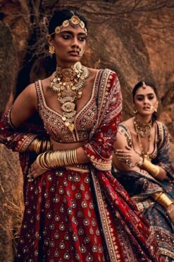 Laukya Ajarakh Lehenga Set- Red -Anita Dongre ad f21p62 lcd red 8 1