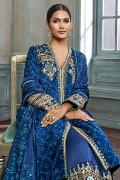 Ganavi Bandhani Kurta Set – Blue -Anita Dongre ad f21p74 blue 6