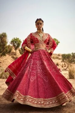Bhuvi Bandhani Lehenga Set – Red