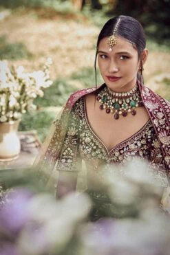 Vrita Lehenga -Anita Dongre ad fw20ab011lcd burgundy velvet 5