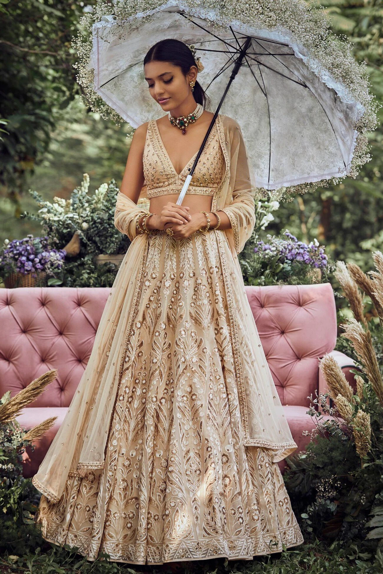 Idaya Lehenga Set-Champagne 3 Idaya Lehenga Set-Champagne