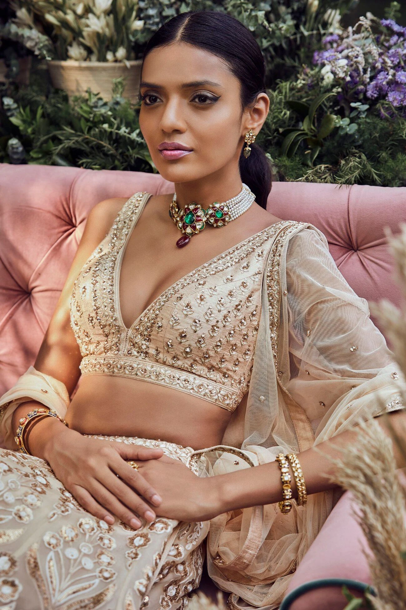 Idaya Lehenga Set-Champagne 6 Idaya Lehenga Set-Champagne - Image 4