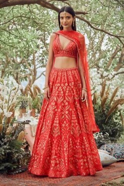 Idaya Lehenga Set-Red
