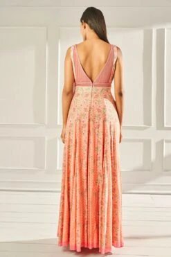 Isabella Gown – Coral -Anita Dongre ad s22ms327 pink 3