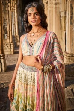 Flamingo Paradise Lehenga Set - Natural -Anita Dongre ad s22rm108a natural 3