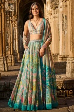 Flamingo Paradise Lehenga Set​ - Powder Blue